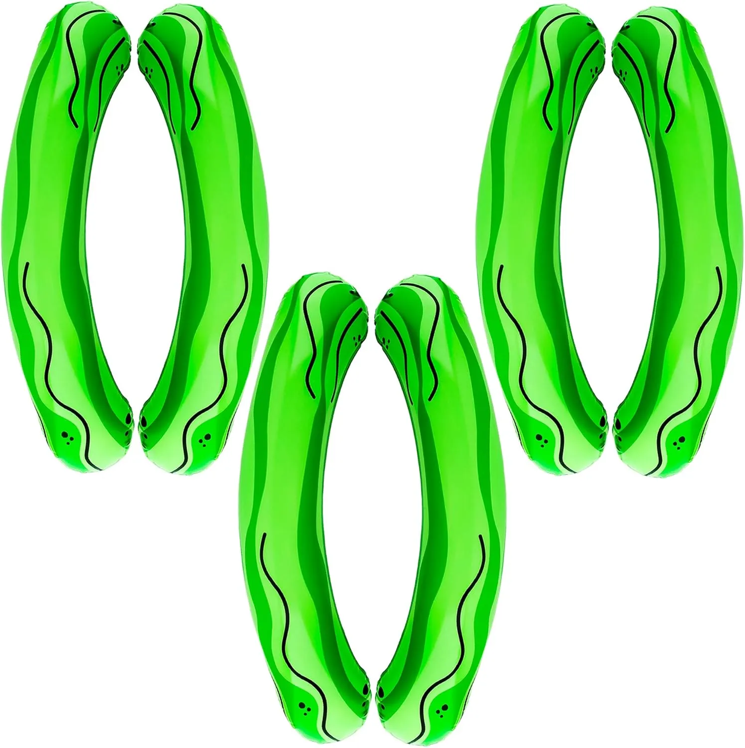 6 Pcs 36 Inch Jumbo Inflatable Pickle Funny Novelty Blow Up Pickle Cucumber Pool Float Toys for Summer Swimming Pool Birthday Bachelorette Party Favors Decorations