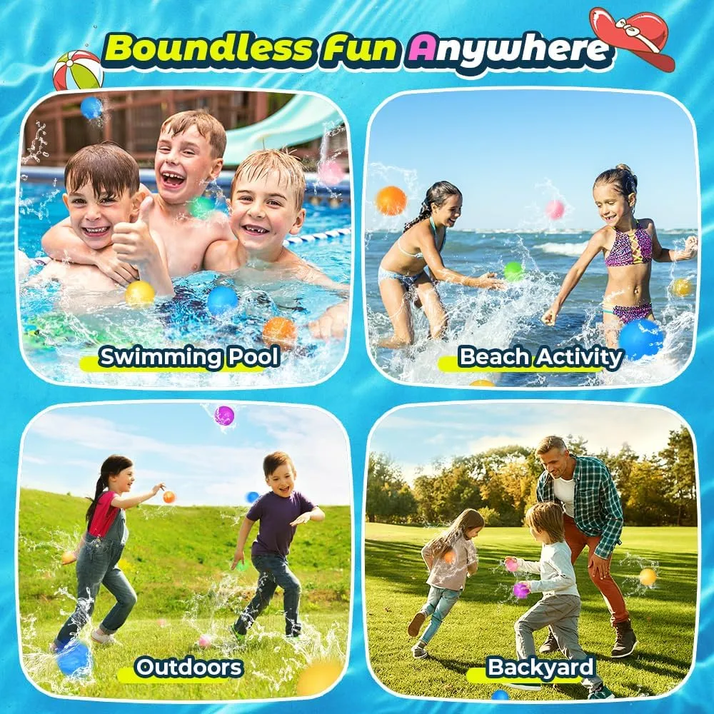 6 Pcs Reusable Water Balloons, Pool Beach Water Toys for Boys and Girls, Summer Toys for Kids Ages 3-12, Magnetic Water Ball for Outdoor Activities