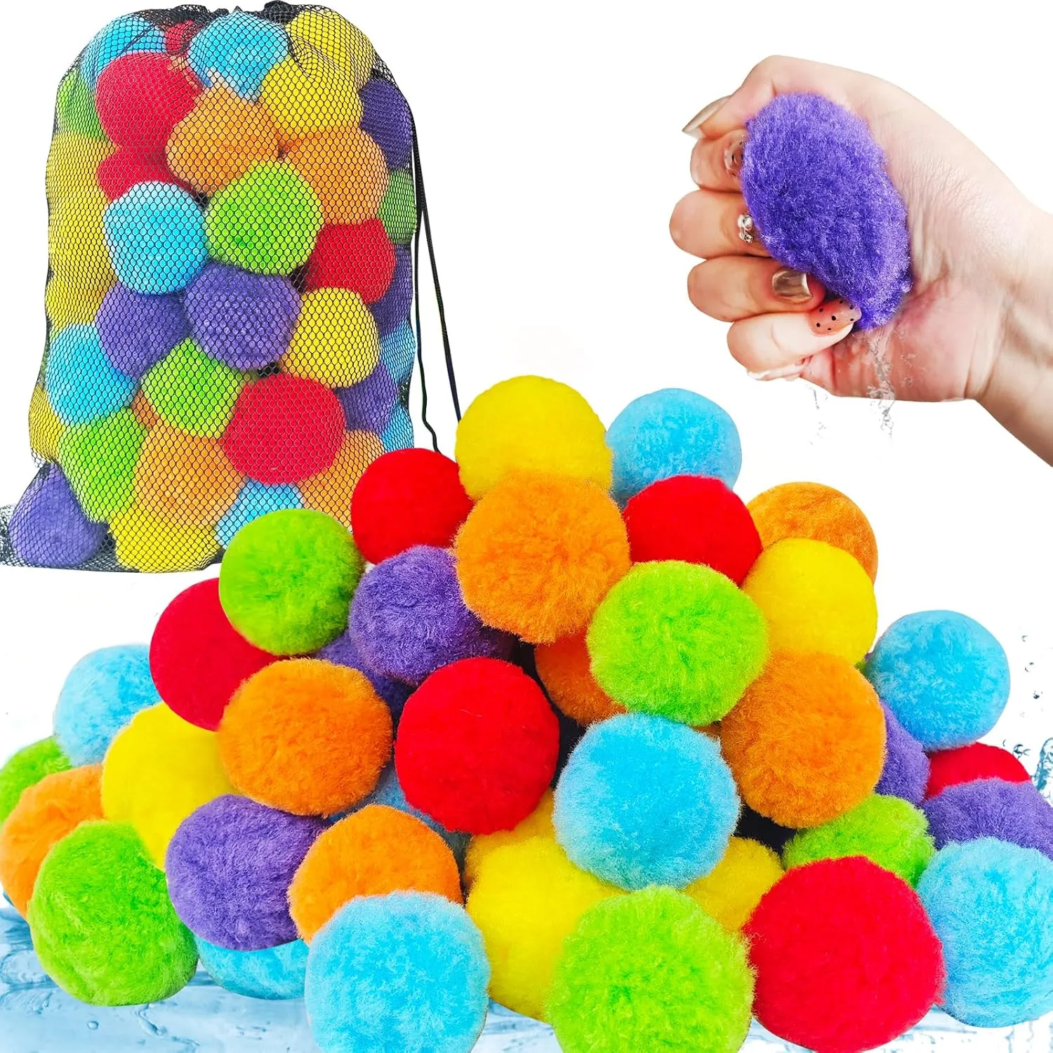 60 Pcs Reusable Water Balloons,Easter Basket Stuffers Gifts,Kids Outdoor Water Balls,Water Toys for Beach Pool Summer Fun Party