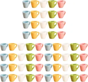 60 Pcs Simulation Cup Miniature Coffee Mug Accessories Decorative Miniature Cup DIY Mugs 1 12 Scale Dollhouse Kitchen Simulation Mini Cups Water Mug Mini Food Resin Dolly Plate
