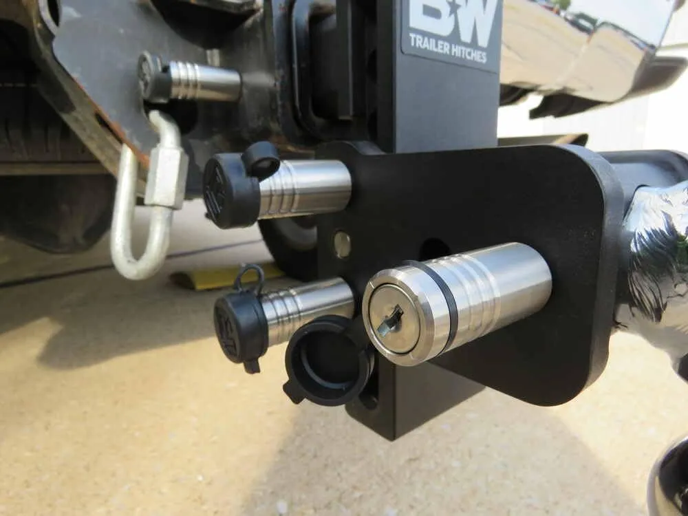 61775 | 4 Pack Mixed 2.5, Keyed Alike, Hitch Locks Compatible with B&W 2" & 2.5" Tow & Stow 10K LB & 18K LB - Includes Receiver Lock for 2.0" Or 2.5" Receiver