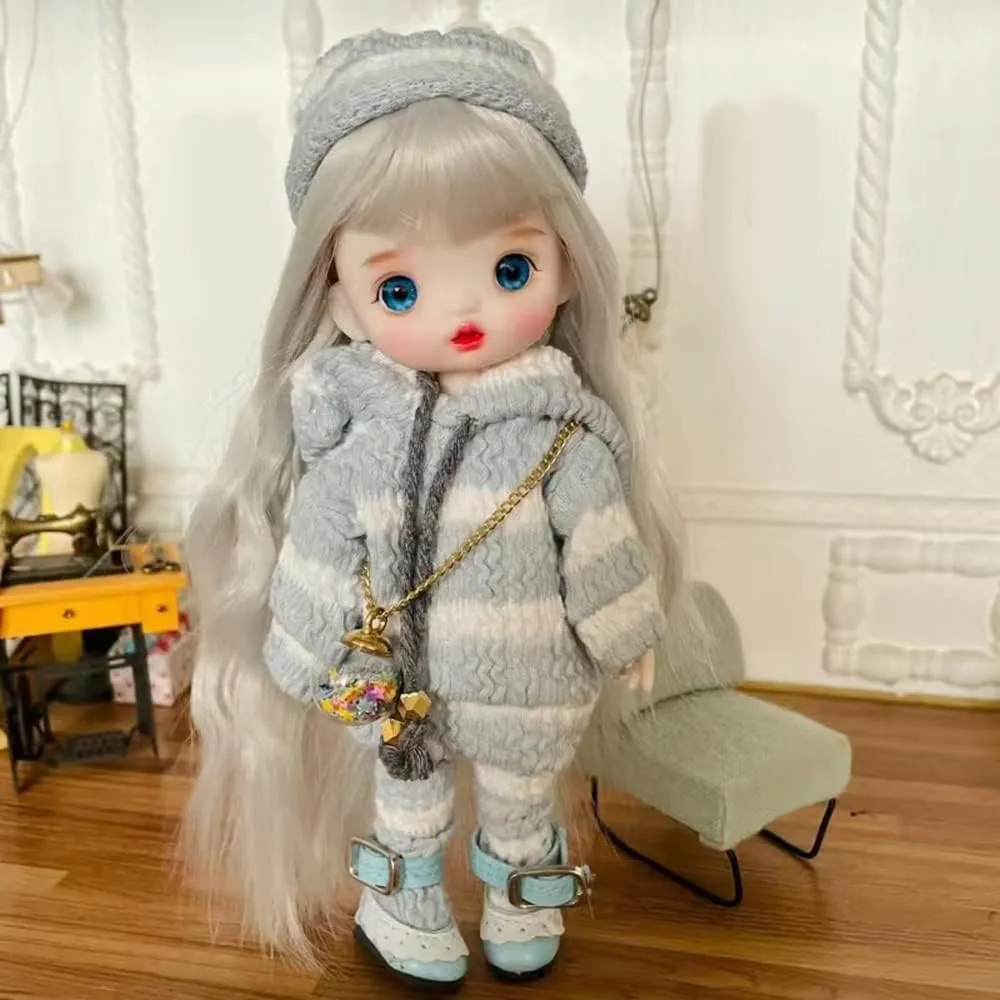 6.3 inch BJD Doll, 1/8 Dolls Mini Ball Jointed Body   Makeup   Eyes   Wig   Shoes   Clothes, Full Set DIY Toys, Girls Gift (11#)