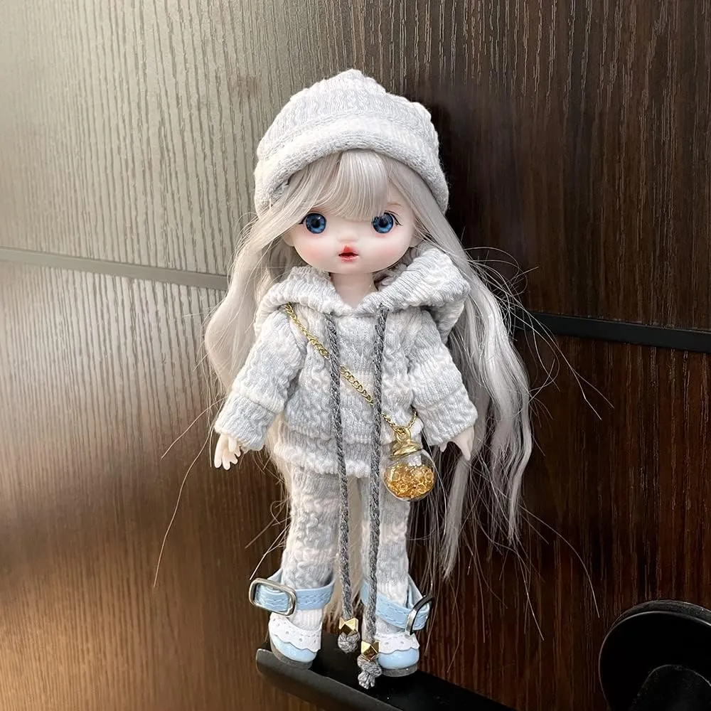 6.3 inch BJD Doll, 1/8 Dolls Mini Ball Jointed Body   Makeup   Eyes   Wig   Shoes   Clothes, Full Set DIY Toys, Girls Gift (11#)