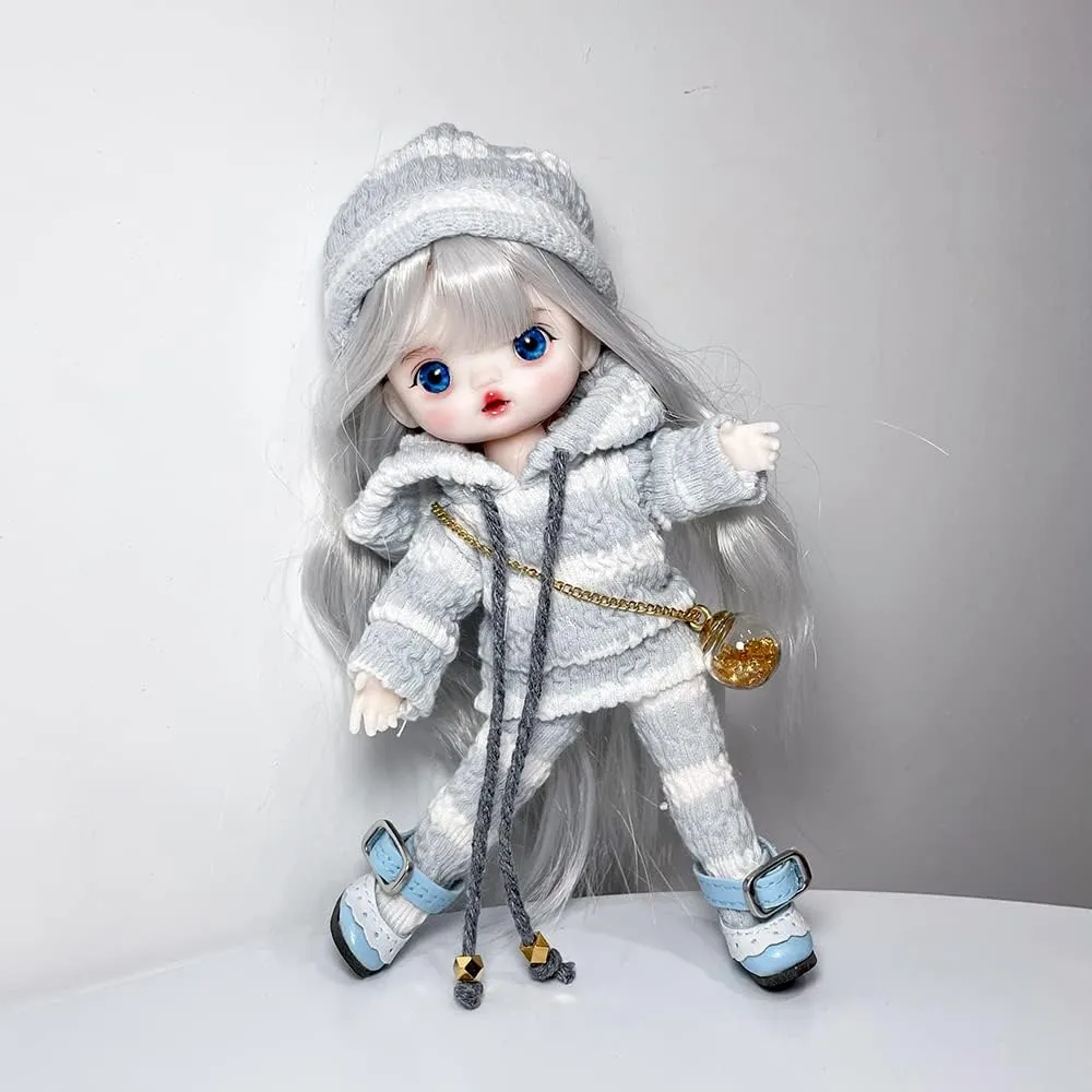 6.3 inch BJD Doll, 1/8 Dolls Mini Ball Jointed Body   Makeup   Eyes   Wig   Shoes   Clothes, Full Set DIY Toys, Girls Gift (11#)