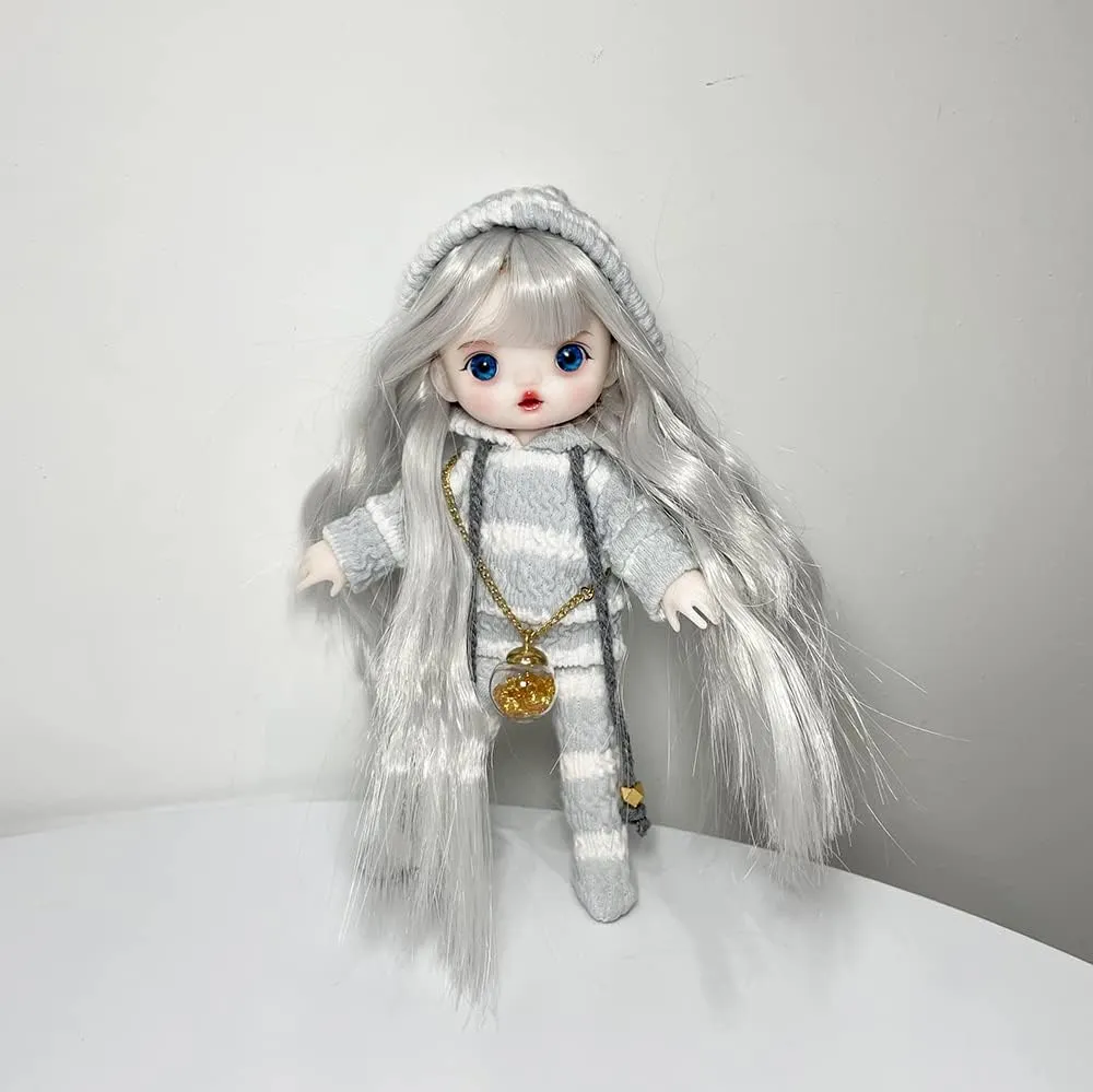 6.3 inch BJD Doll, 1/8 Dolls Mini Ball Jointed Body   Makeup   Eyes   Wig   Shoes   Clothes, Full Set DIY Toys, Girls Gift (11#)