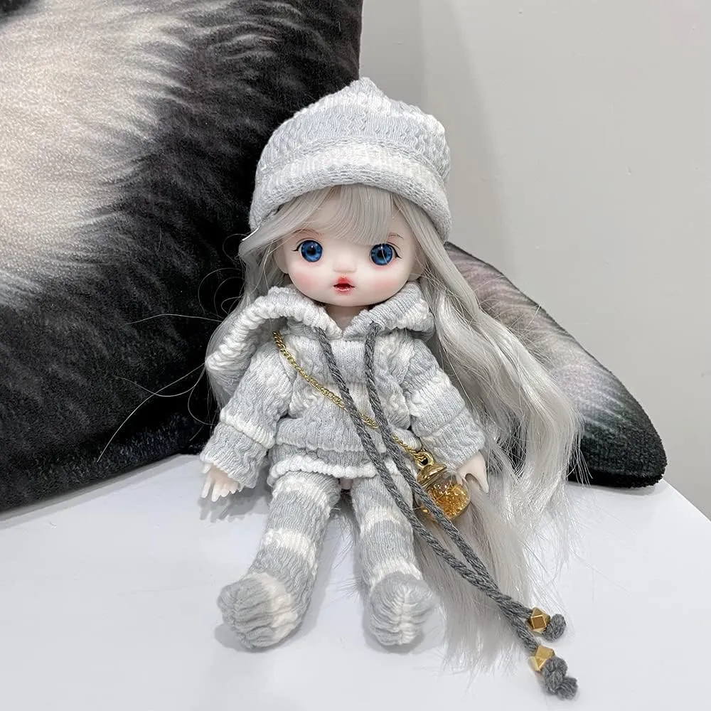 6.3 inch BJD Doll, 1/8 Dolls Mini Ball Jointed Body   Makeup   Eyes   Wig   Shoes   Clothes, Full Set DIY Toys, Girls Gift (11#)