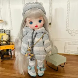 6.3 inch BJD Doll, 1/8 Dolls Mini Ball Jointed Body   Makeup   Eyes   Wig   Shoes   Clothes, Full Set DIY Toys, Girls Gift (11#)