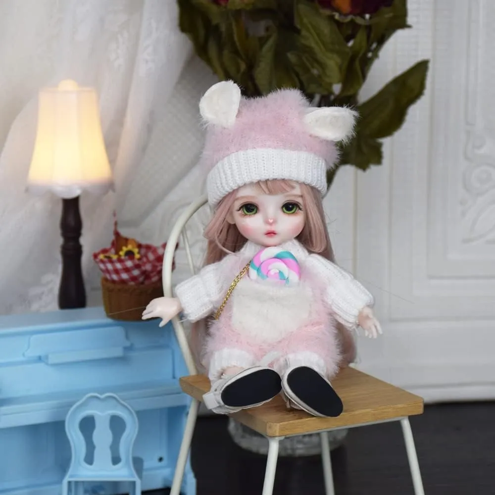 6.3 inch BJD Doll, 1/8 Dolls Mini Ball Jointed Body   Makeup   Eyes   Wig   Shoes   Clothes, Full Set DIY Toys, Girls Gift (5#)