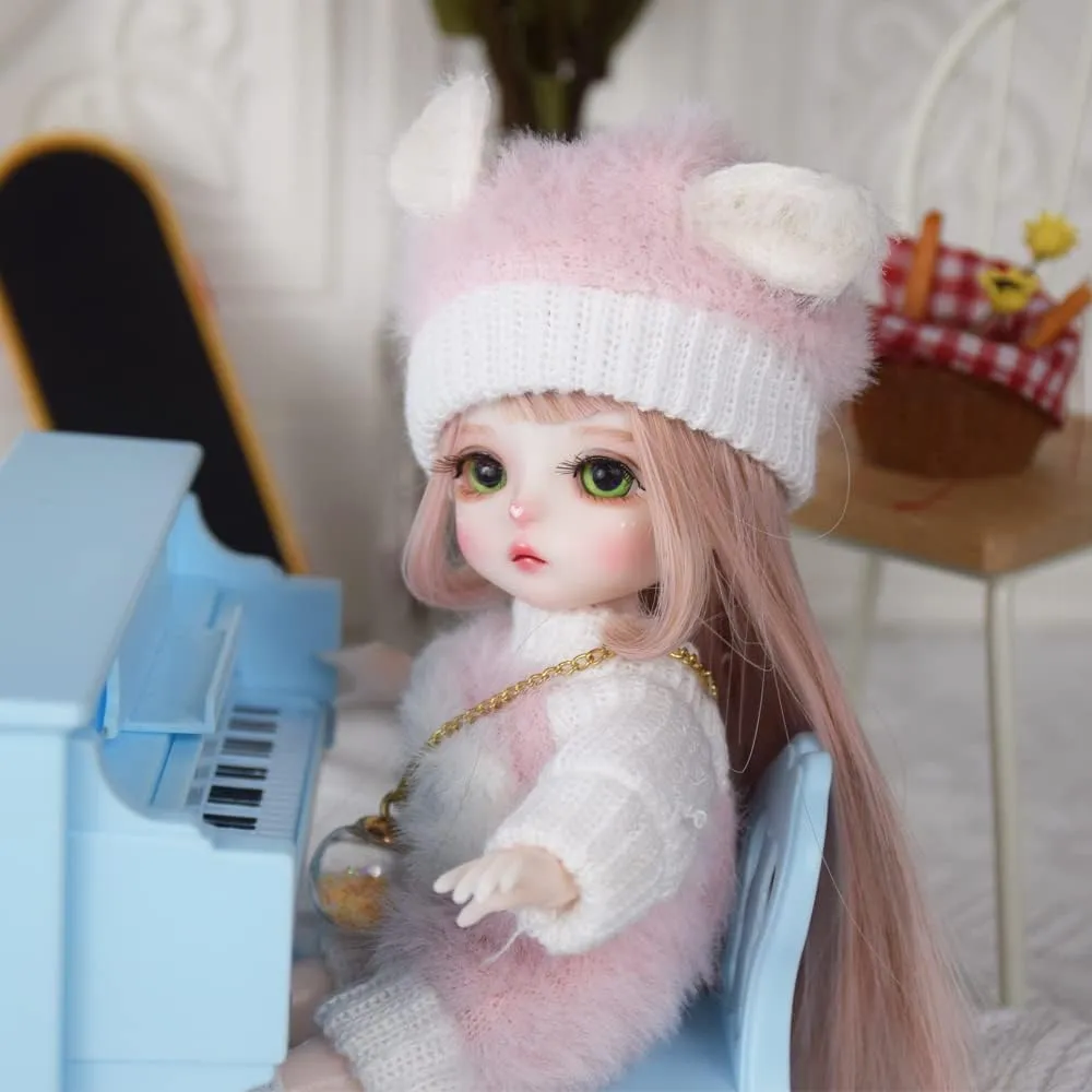 6.3 inch BJD Doll, 1/8 Dolls Mini Ball Jointed Body   Makeup   Eyes   Wig   Shoes   Clothes, Full Set DIY Toys, Girls Gift (5#)