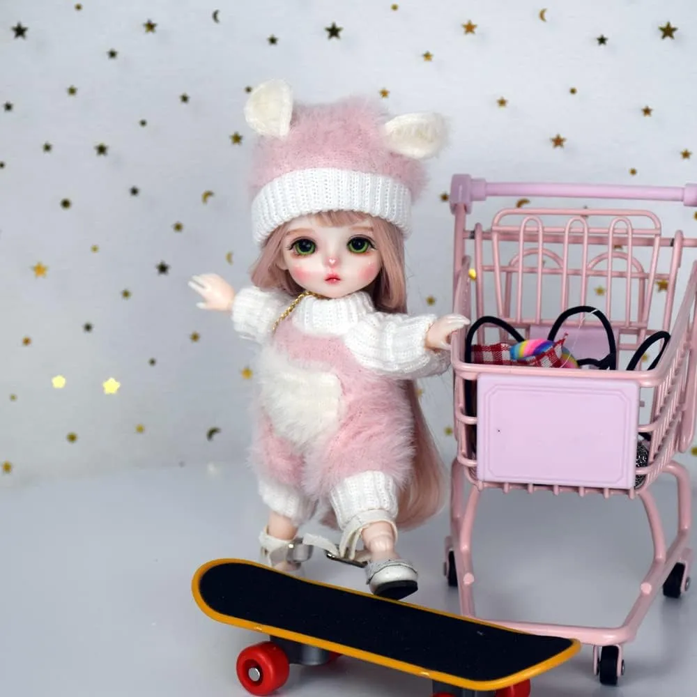 6.3 inch BJD Doll, 1/8 Dolls Mini Ball Jointed Body   Makeup   Eyes   Wig   Shoes   Clothes, Full Set DIY Toys, Girls Gift (5#)
