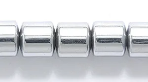 67ST812: Hematite Drum 6mm Silver 1 Strand