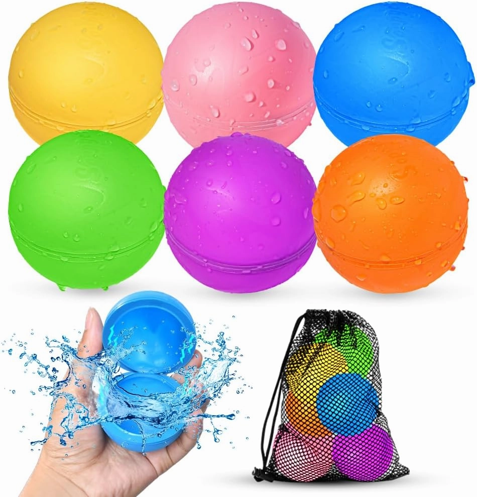 6 Pcs Reusable Water Balloons, Pool Beach Water Toys for Boys and Girls, Summer Toys for Kids Ages 3-12, Magnetic Water Ball for Outdoor Activities