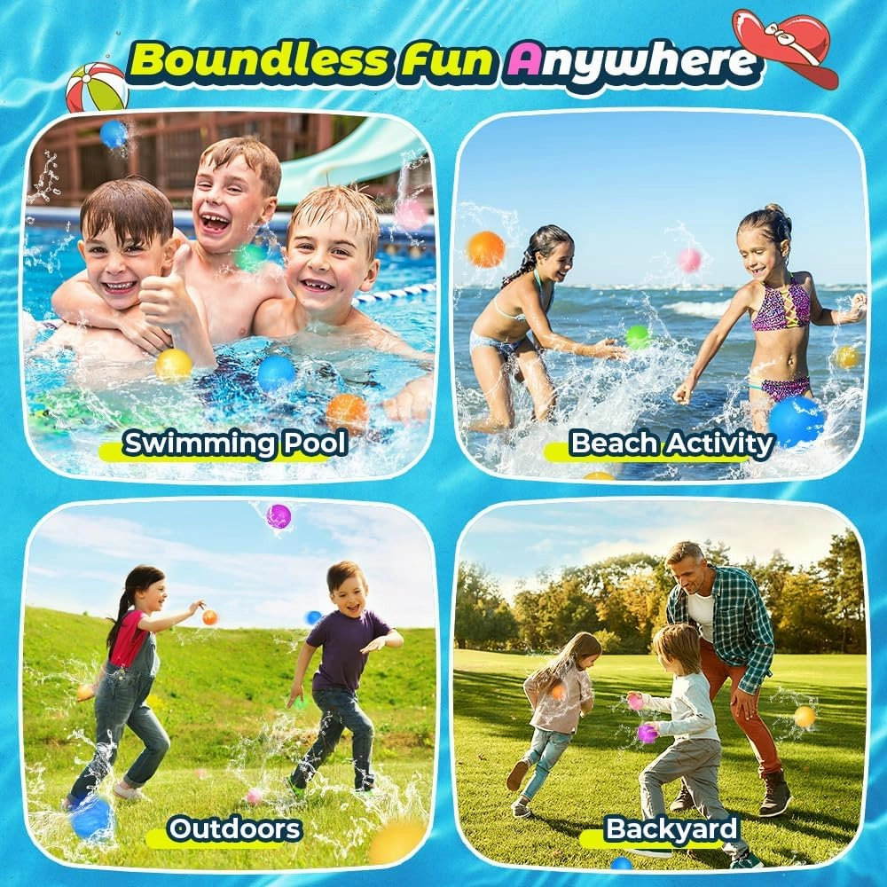 6 Pcs Reusable Water Balloons, Pool Beach Water Toys for Boys and Girls, Summer Toys for Kids Ages 3-12, Magnetic Water Ball for Outdoor Activities