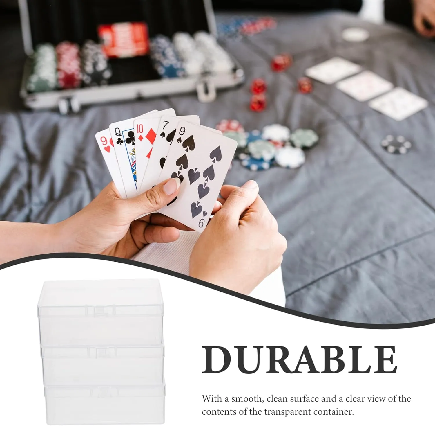6pcs Playing Card Storage Boxes Lid Organize Game Cards Bank Items Practical Stackable Cases for Crafts Jewelry and More