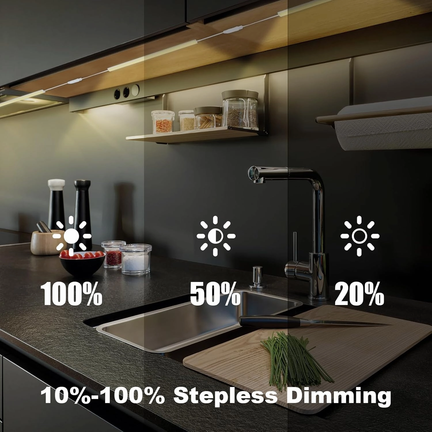 6PCS x 12 inch Under Cabinet LED Lights 4500K, Dimmable Under Counter Lights for Kitchen, Led Under Cabinet Lighting, Plug-in Under Cabinet Lights with Memory Function, Daylight White