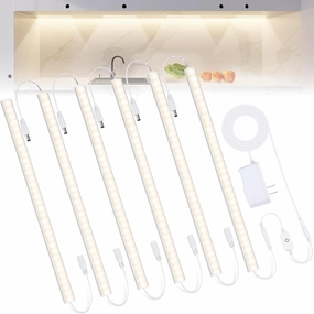 6PCS x 12 inch Under Cabinet LED Lights 4500K, Dimmable Under Counter Lights for Kitchen, Led Under Cabinet Lighting, Plug-in Under Cabinet Lights with Memory Function, Daylight White