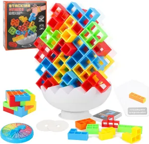 70 Pcs Tetra Tower Balance Stacking Blocks Game, Board Games for 2  Players Family, Parties, Travel, Kids & Adults Team Building，Toys Gifts for Boys Girls Age 3 