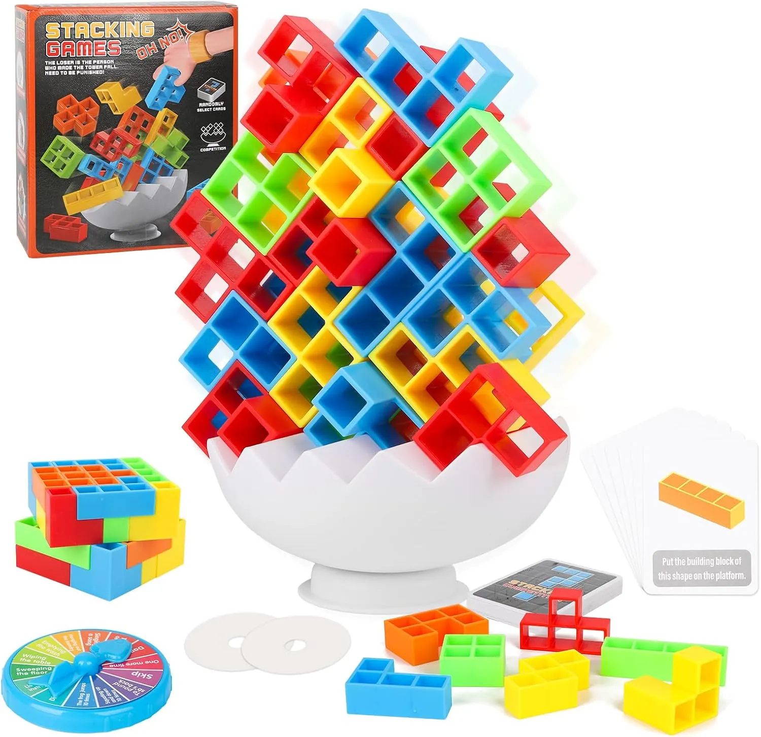 70 Pcs Tetra Tower Balance Stacking Blocks Game, Board Games for 2  Players Family, Parties, Travel, Kids & Adults Team Building，Toys Gifts for Boys Girls Age 3 