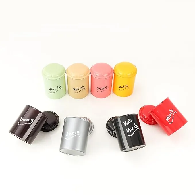 8-Pack 250ml Spice Masala Canister Set – Airtight Condiment Storage Containers for Seasoning, Multicolor Small Jars