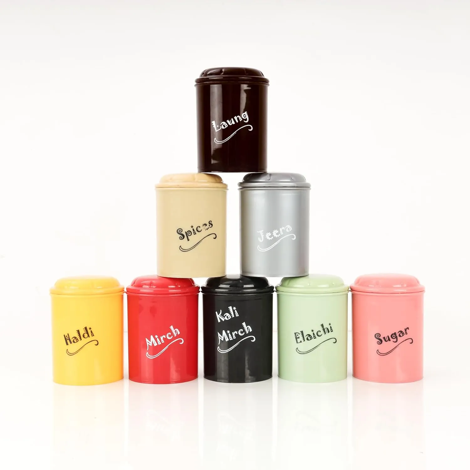 8-Pack 250ml Spice Masala Canister Set – Airtight Condiment Storage Containers for Seasoning, Multicolor Small Jars