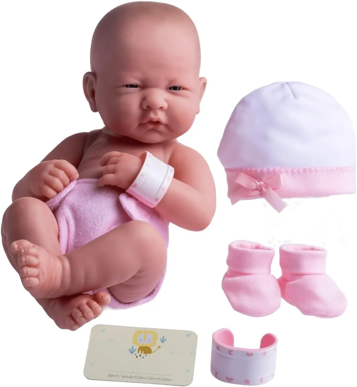 8 piece Layette Baby Doll Gift Set | JC Toys - La Newborn Nursery | 14" Life-Like Doll w/ Accessories | Pink | Ages 2 