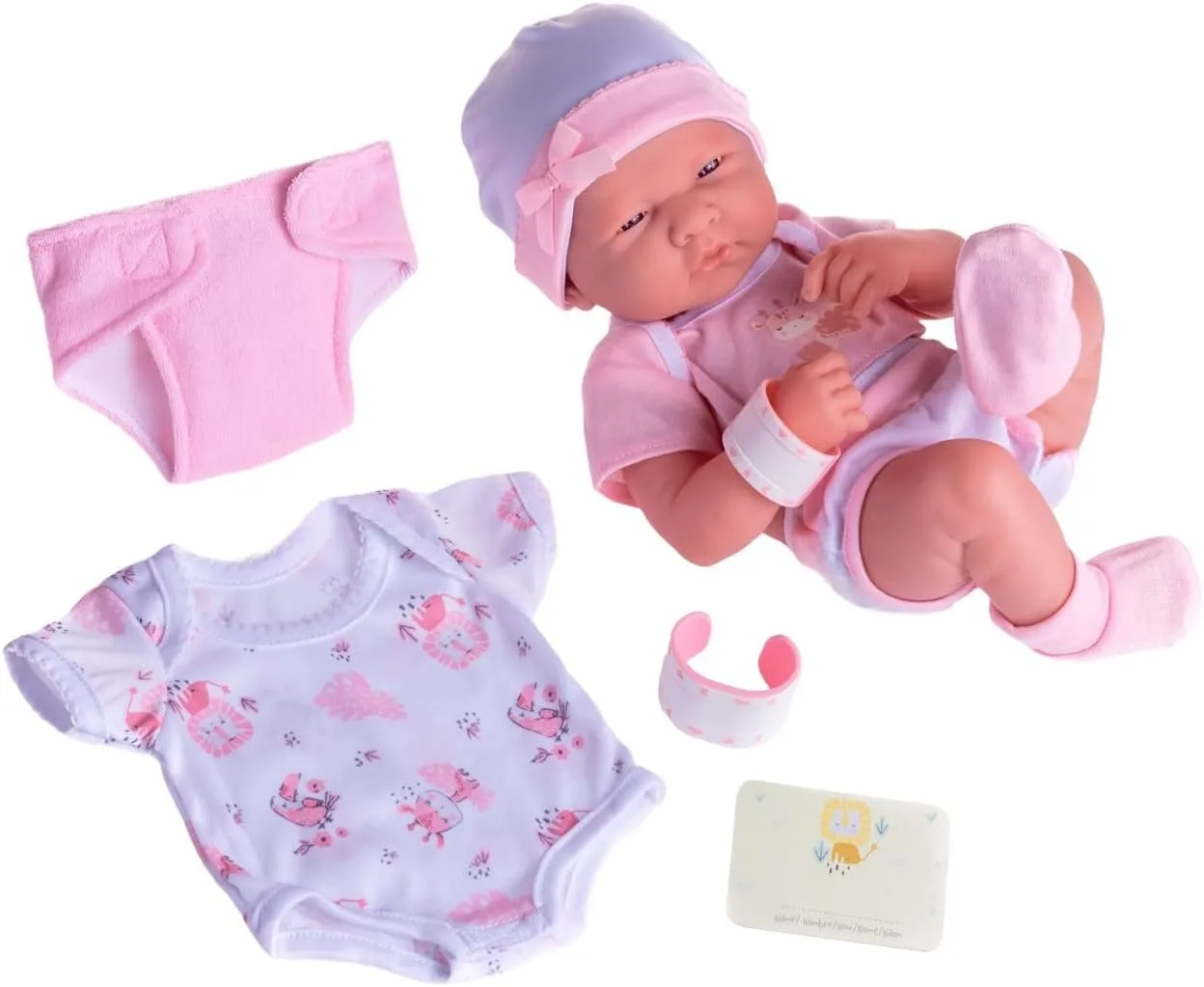 8 piece Layette Baby Doll Gift Set | JC Toys - La Newborn Nursery | 14" Life-Like Doll w/ Accessories | Pink | Ages 2 