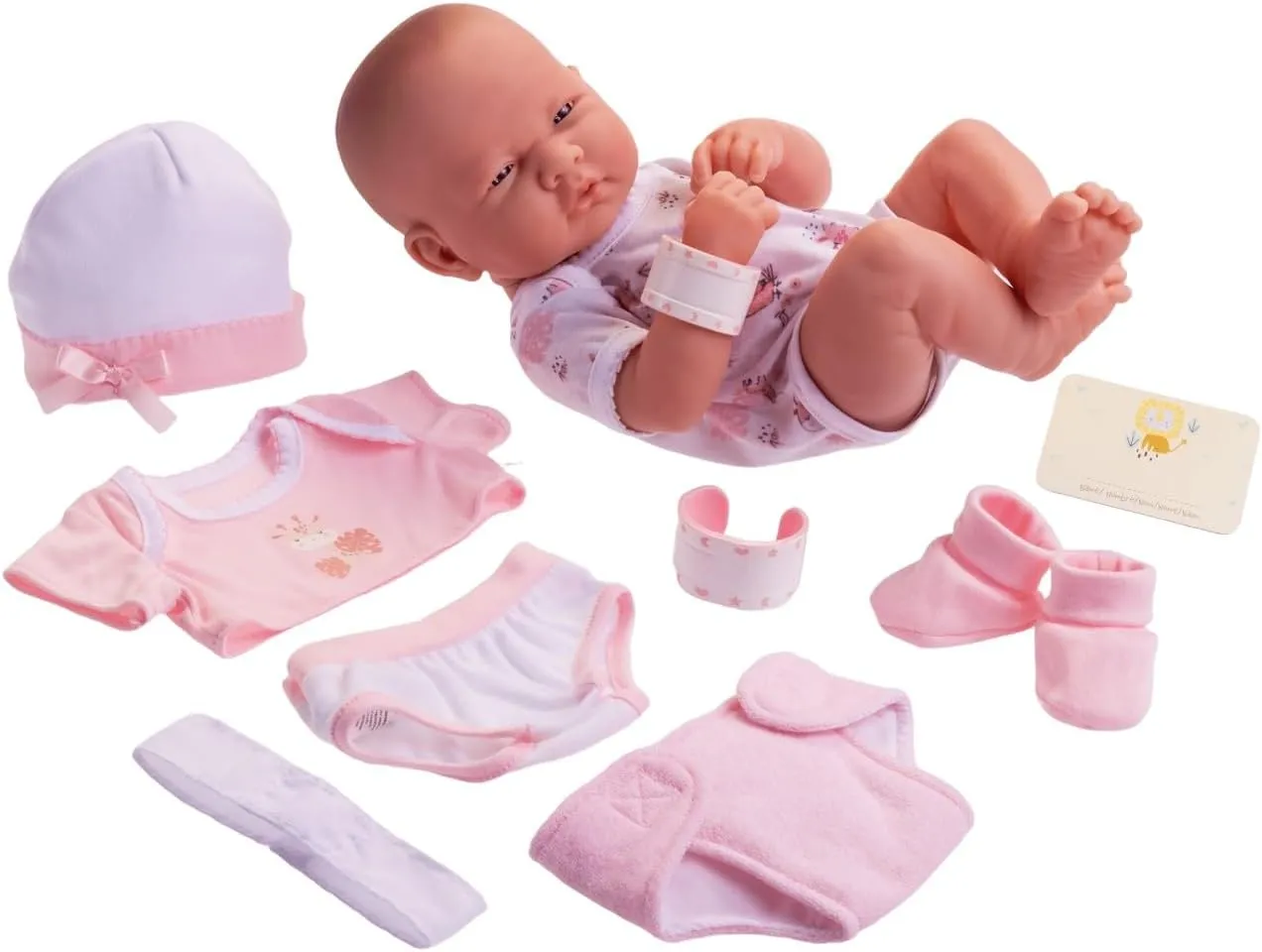 8 piece Layette Baby Doll Gift Set | JC Toys - La Newborn Nursery | 14" Life-Like Doll w/ Accessories | Pink | Ages 2 