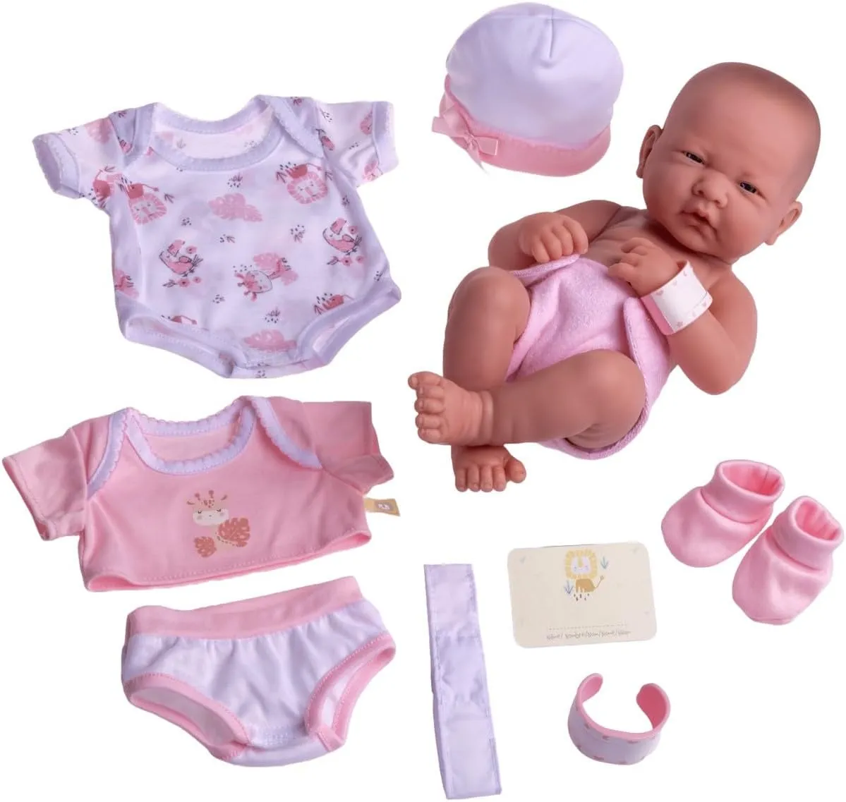 8 piece Layette Baby Doll Gift Set | JC Toys - La Newborn Nursery | 14" Life-Like Doll w/ Accessories | Pink | Ages 2 