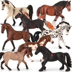 8 Pieces 6'' Plastic Horse Figure Toy Set for Girl,Big Realistic Horse Toy Figurine Farm Animal Gift for Boy Toddler Kid,Horse Party Favor Decoration Supplies Birthday Pinata