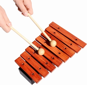 8 Notes Wood Xylophone with 2 Wooden Mallets, Music Percussion Instrument, Neutral (9.5 inch)