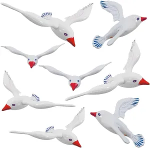 8Pcs Large Realistic Seagull Balloons Flying Seagull Inflatable Toy Blow Up Summer Beach Bird Balloons Flying Swimming Pool Outdoor Hawaiian Pool Party Decorations