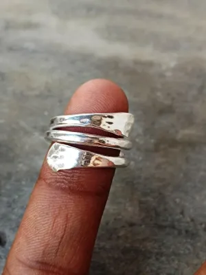 925 Sterling Silver Field, Wrap Ring, Arthritis Thumb Ring, Adjustable Silver Ring, Finger Ring, Meditation Ring, Hammered Ring, Gift For her (Rose Gold Field)