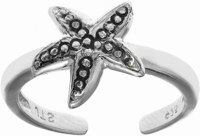 925 Sterling Silver Nautical Starfish Adjustable Toe Ring