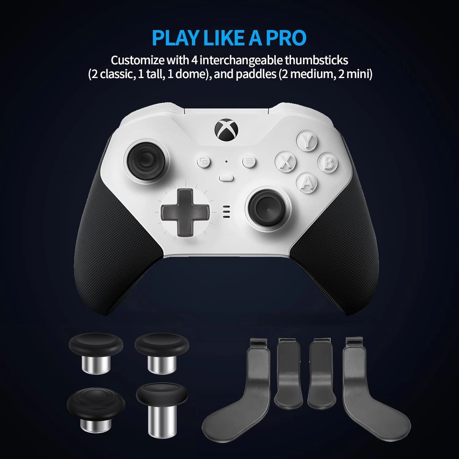 9 in 1 OEM Magnetic Thumbsticks Analog Thumb Sticks Replacement Joystick Parts Repair Accessories Kit Component Set with 4 Paddles, 1 D-Pads for Xbox Elite Controller Series 2 and Core Controller