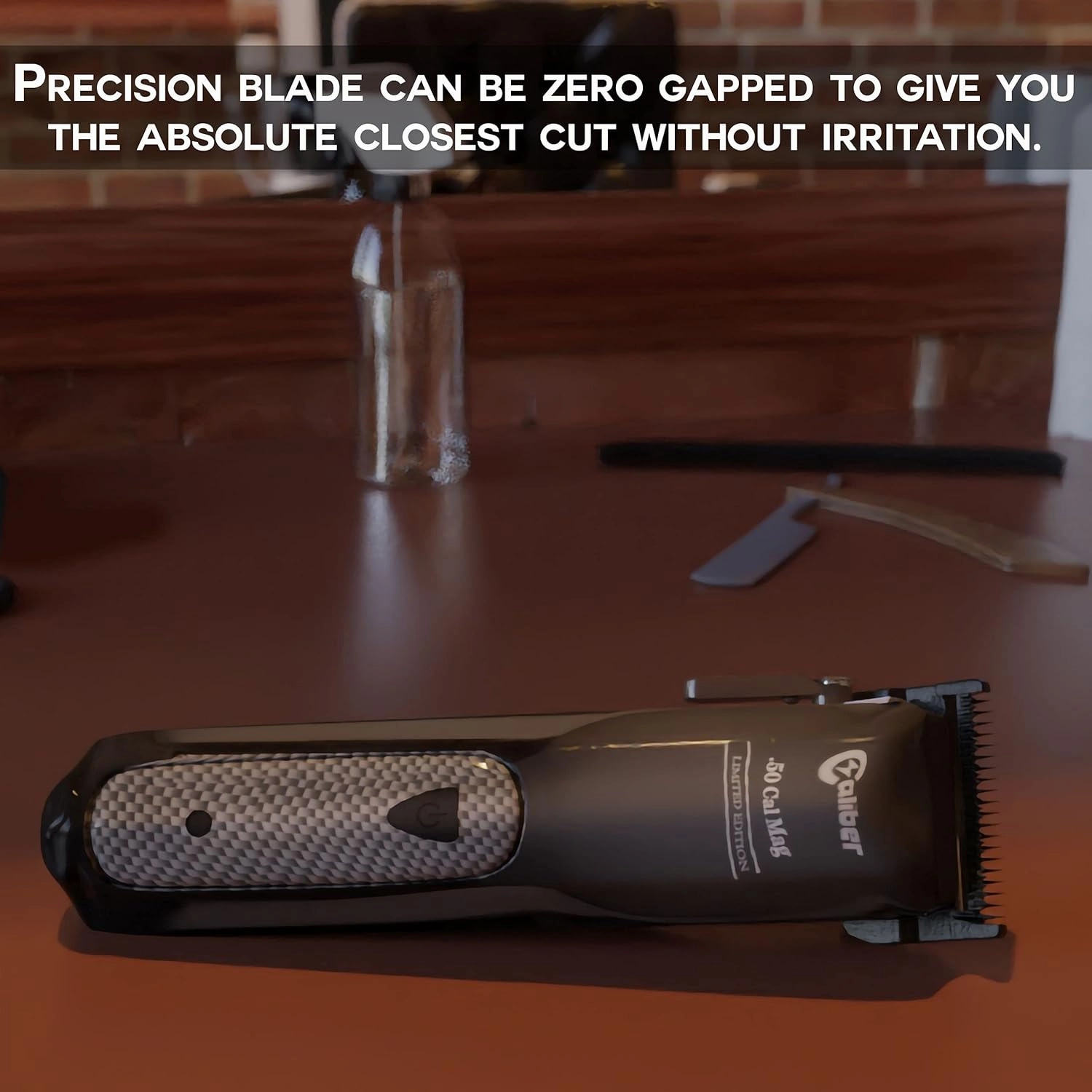 .50 Cal Limited Edition Clipper - Long Lasting 8  Hours of Power - Ultra Low Noise Technology - Rechargeable Powerful Battery - Easy Zero Gap Cut - Hair Grooming Tool for Men (Black)