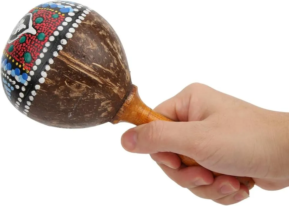 Acouto Portable Coconut Shell Sand Hammer Musical Toy for - Safe, and Ideal for Beginners (Coconut shell and wood)