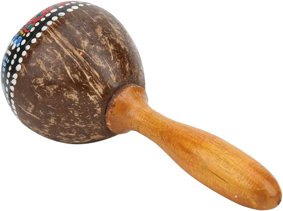 Acouto Portable Coconut Shell Sand Hammer Musical Toy for - Safe, and Ideal for Beginners (Coconut shell and wood)
