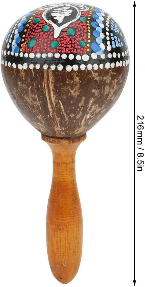 Acouto Portable Coconut Shell Sand Hammer Musical Toy for - Safe, and Ideal for Beginners (Coconut shell and wood)