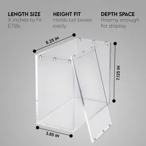 Acrylic Display Case for Elite Trainer Box (ETB), 8mm Sides with UV Protection, 5mm Magnetic Lid, Stackable Storage Box