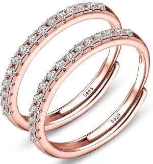 Adjustable 14K Gold Plated Stacking Rings for Oura Ring Gen 4/ Gen 3, 2 Pack Cubic Zirconia Simulated Diamond Oura Ring Stack for Women