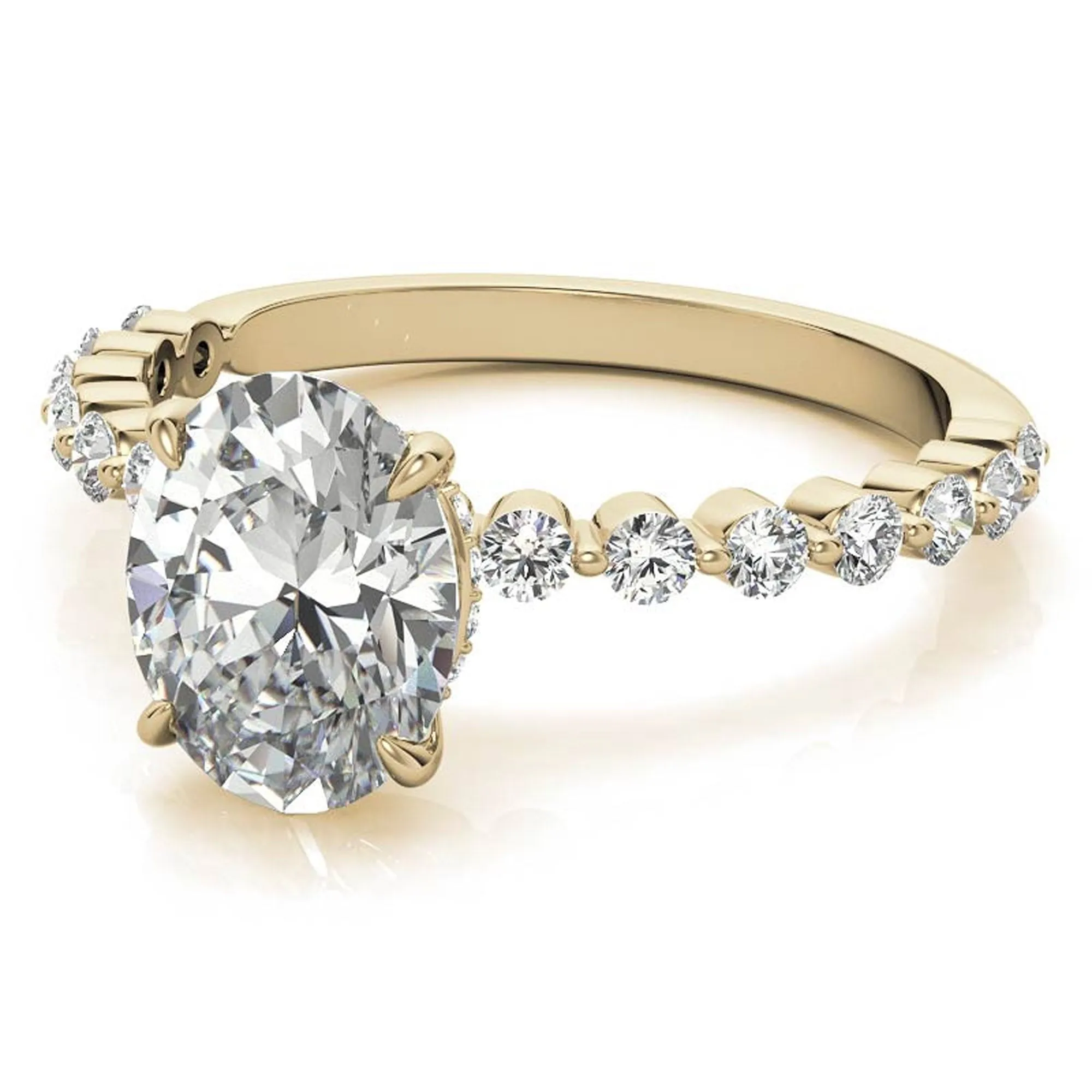 Adjustable 925 Sterling Silver Classic Yellow Gold Pave Diamond Engagement Ring – Perfect for Women