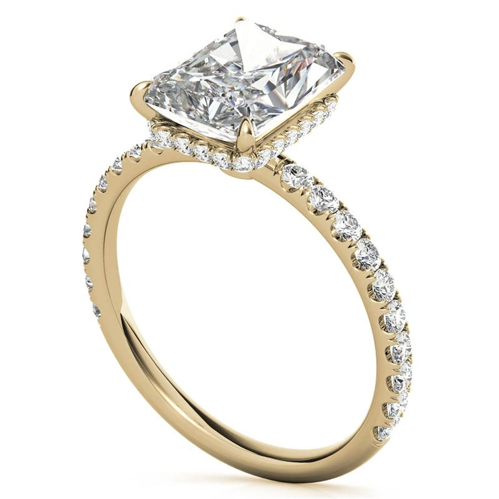 Adjustable Elegant Sterling Silver Moissanite Yellow Gold Pave Band Ring Perfect for Engagement.