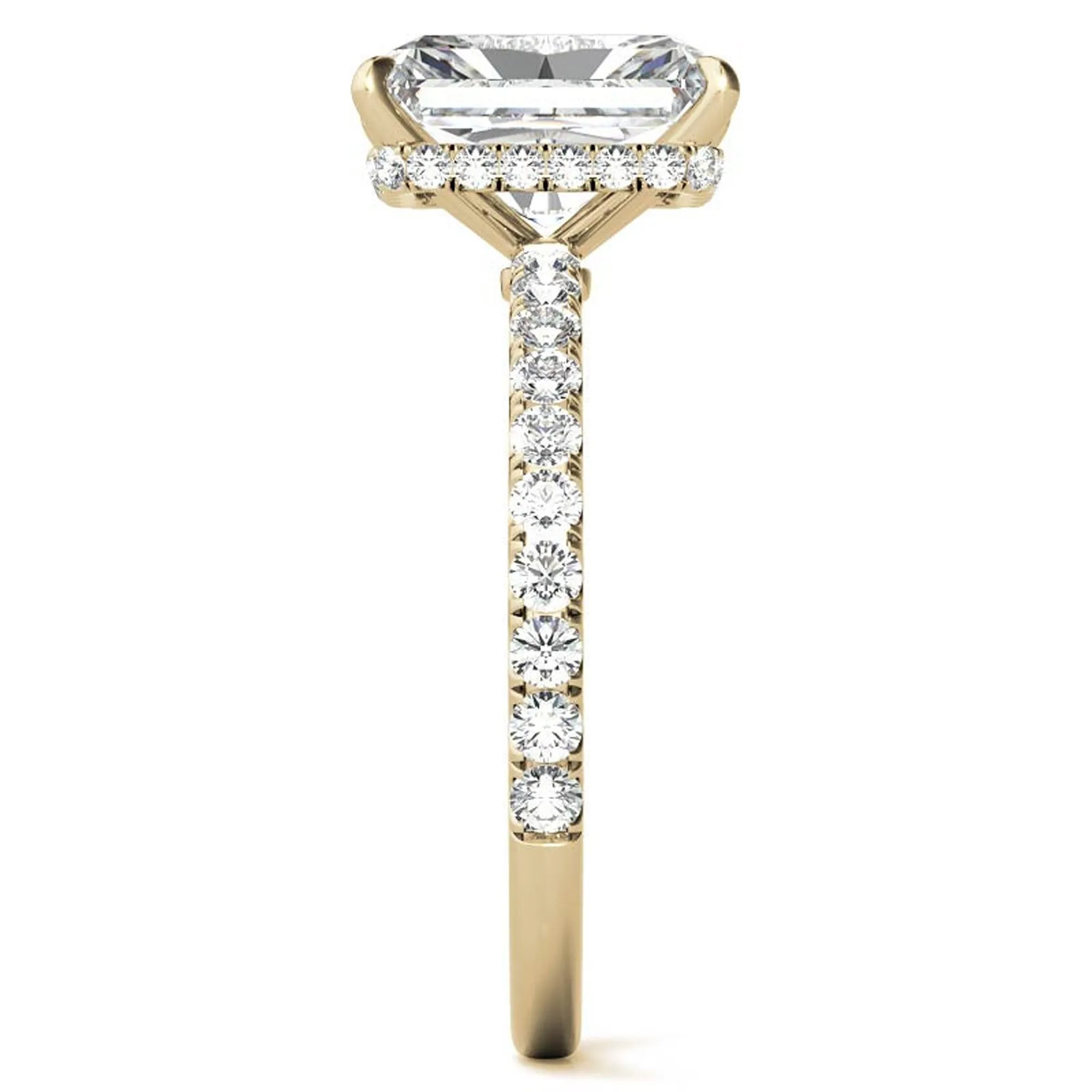 Adjustable Elegant Sterling Silver Moissanite Yellow Gold Pave Band Ring Perfect for Engagement.