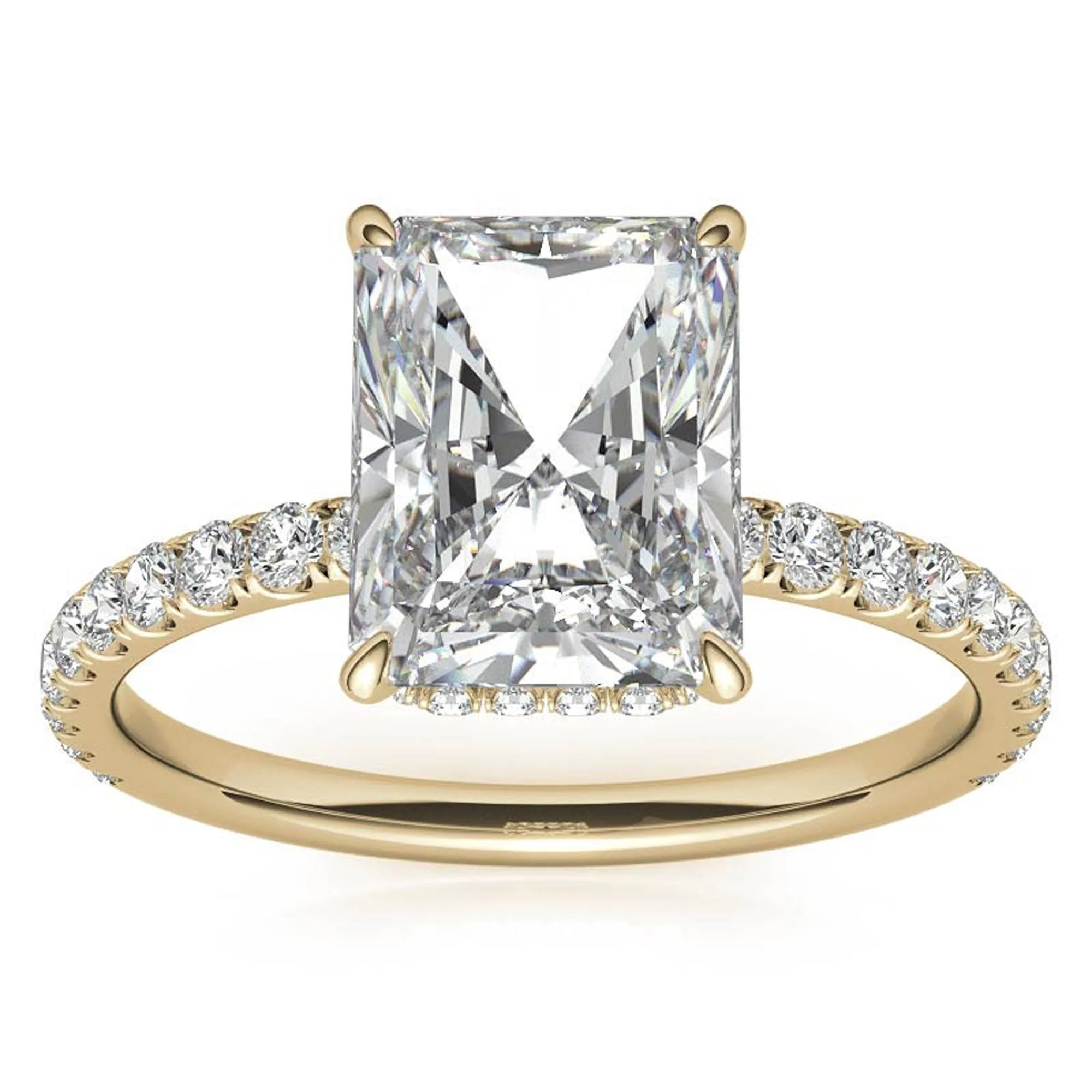 Adjustable Elegant Sterling Silver Moissanite Yellow Gold Pave Band Ring Perfect for Engagement.
