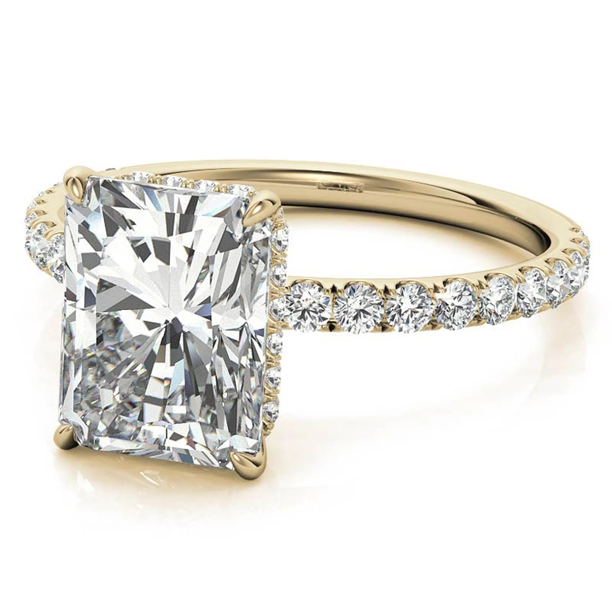 Adjustable Elegant Sterling Silver Moissanite Yellow Gold Pave Band Ring Perfect for Engagement.