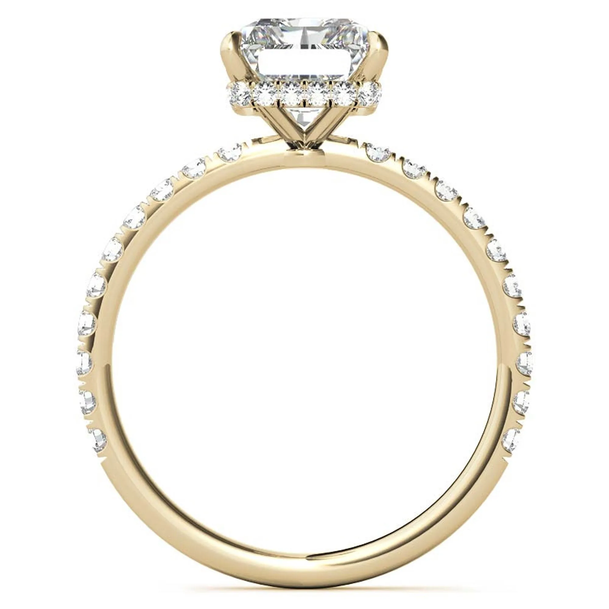 Adjustable Elegant Sterling Silver Moissanite Yellow Gold Pave Band Ring Perfect for Engagement.