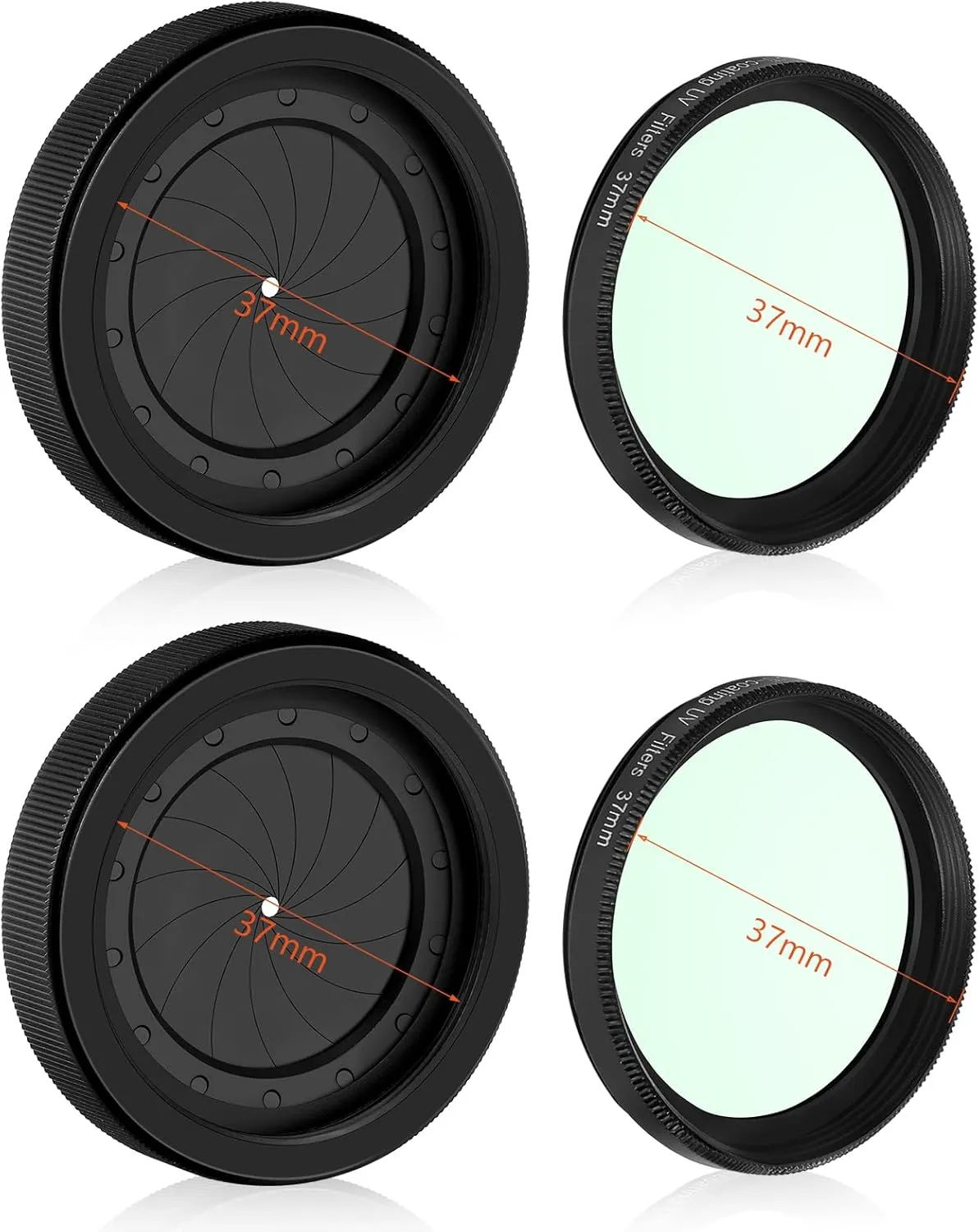 Adjustable Iris Aperture Diaphragm Filter Pack M30 to M37 Iris Aperture Diaphragm Adapter Optical Diaphragm 1.5-26mm Lens Module Adapter Ring PVS-14 PVS 14 (Adjustable Iris Filter Cover Set*2)