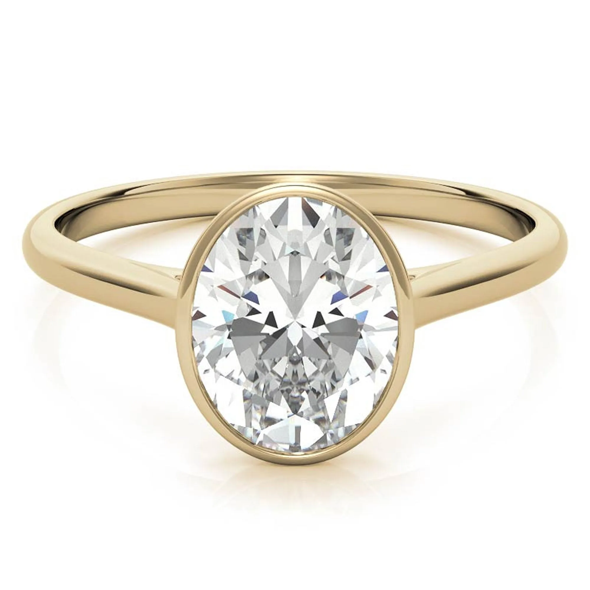 Adjustable Minimalist Sterling Silver Yellow Gold Oval Cut Zircon Bezel Set Eangagement  Ring For Women