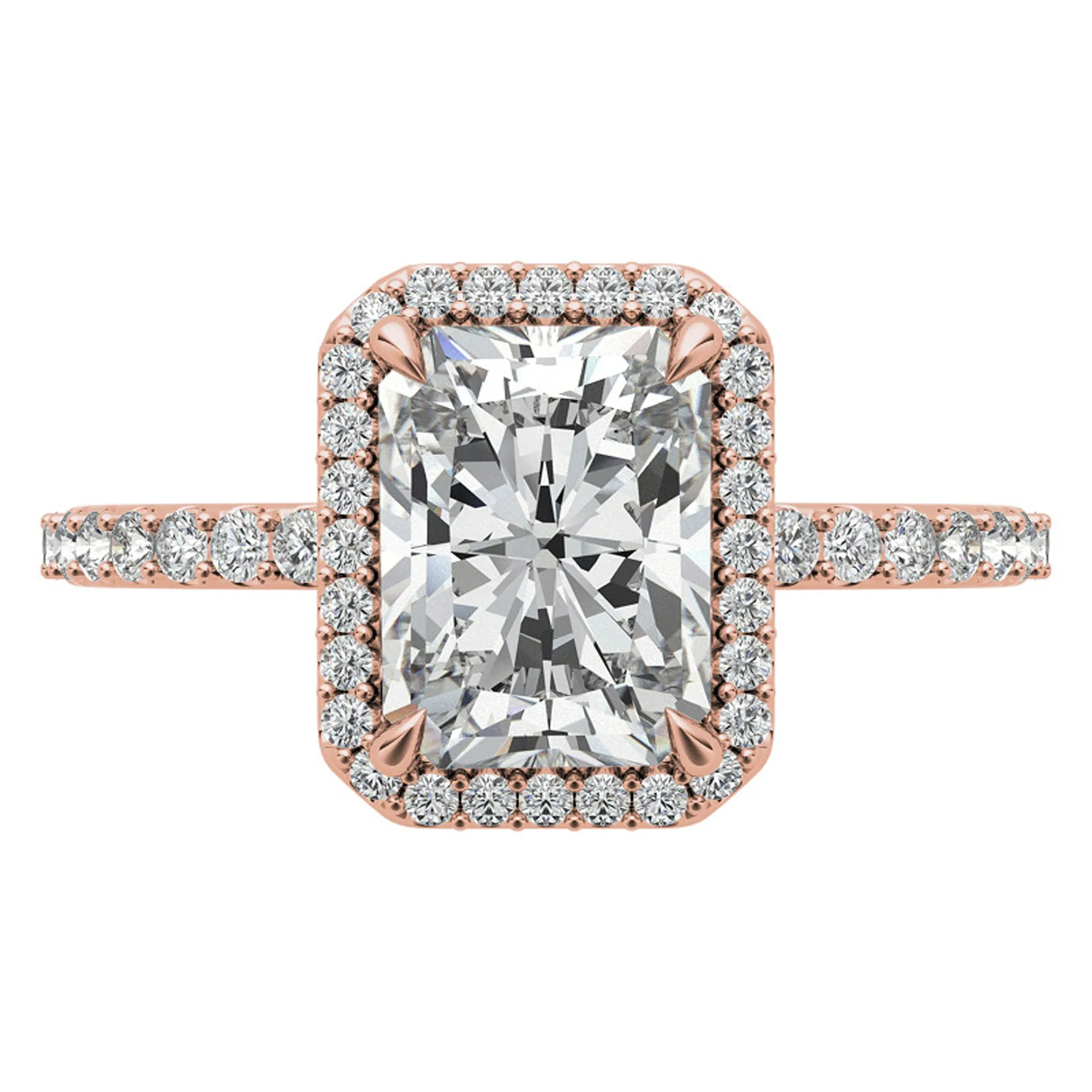 Adjustable Sterling Silver Elegant Rose Gold Radiant-Cut Halo Ring Perfect for Engagement