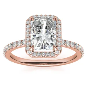 Adjustable Sterling Silver Elegant Rose Gold Radiant-Cut Halo Ring Perfect for Engagement